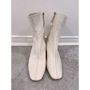 white leather ankle boots